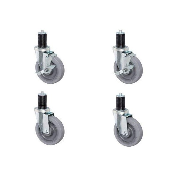 5" Gray TPR Caster Wheel Set for Commercial Kitchen PREP Tables,
